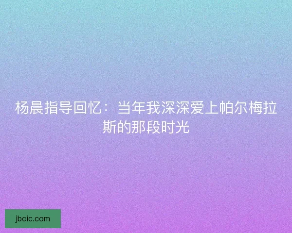 杨晨指导回忆：当年我深深爱上帕尔梅拉斯的那段时光